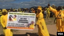 Supporters of the Citizens Coalition for Change attending a by-election campaign rally in Masvingo on Sunday.