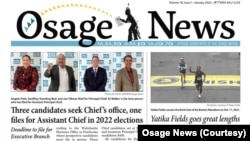 Front page, Osage News, Jan. 1, 2022.