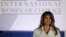 FILE - First lady Melania Trump speaks before presenting the 2017 Secretary of State's International Women of Courage (IWOC) Awards at the State Department in Washington, March 29, 2017.