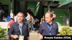 Election observers from the European Union at a polling station in Yangon, Myanmar, Nov. 8, 2015.