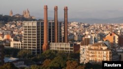 A general view shows Barcelona with Montjuic Castle in the background, Spain, Oct. 15, 2017. 