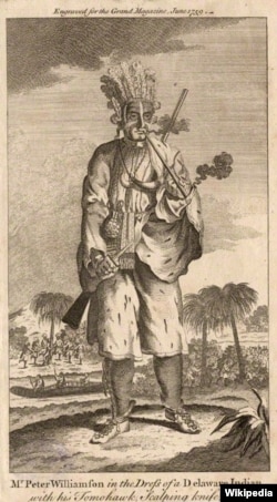 Scottish memoirist Williamson claimed he had been captured by Indians in 1750s America and later toured Britain as "a Red Indian."