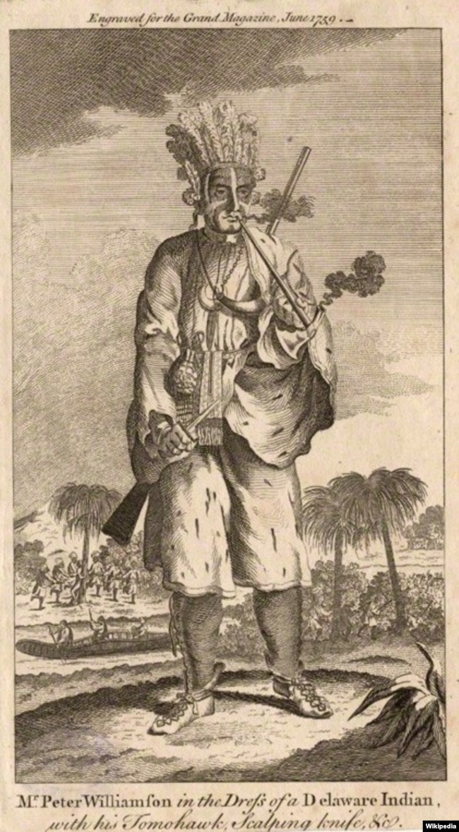 Scottish memoirist Williamson claimed he had been captured by Indians in 1750s America and later toured Britain as "a Red Indian."