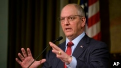 FILE - Louisiana Gov. John Bel Edwards speaks during a news conference in Baton Rouge, Feb. 1, 2022.