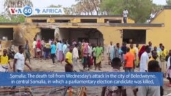 VOA60 Africa - Politician among at least 15 killed in Somalia bombing