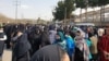 ازدحام زنان در مقابل ورزشگاه به علت جلوگیری از ورود آنها به استادیوم در مشهد