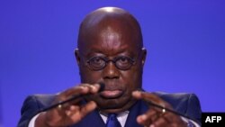 Le président du Ghana, Nana Akufo-Addo, présente sa déclaration nationale dans le cadre du Sommet mondial des dirigeants de la COP26 Conférence des Nations Unies sur les changements climatiques à Glasgow, en Écosse, le 2 novembre 2021.