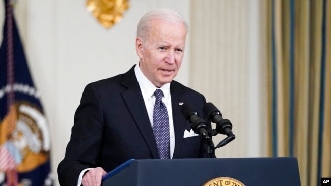 Tổng thống Mỹ Joe Biden phát biểu tại Nhà Trắng ở Washington DC hôm 28/3.