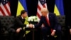 FILE - In this Sept. 25, 2019, photo, then-President Donald Trump meets with Ukrainian President Volodymyr Zelenskyy in New York City. During a call with Zelenskyy on Friday, Trump promised that if he is elected president, he would end the war Russia launched against Ukraine. 