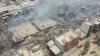 An earial view shows the aftermath of a fire that broke out at at Waheen market in Hargeisa, Somaliland, Somalia, April 2, 2022.