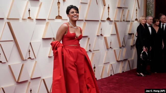 Ariana DeBose arrives at the Oscars on Sunday, March 27, 2022, at the Dolby Theatre in Los Angeles