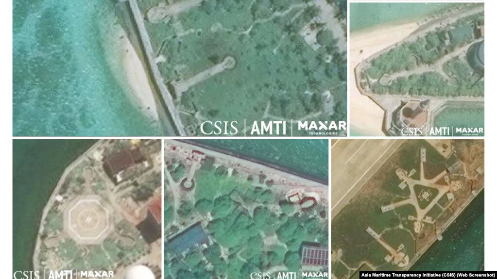 Các hình ảnh vệ tinh trong báo cáo mới nhất của CSIS, trong đó nói rằng Việt Nam đã xây dựng hệ thống phòng thủ ở quần đảo Trường Sa trong 2 năm qua để có khả năng tấn công lại Trung Quốc.