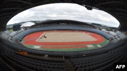 日本宮城縣利府町修建的體育場。本屆東京奧運會足球賽將在這裡舉行。 （2019年9月14日）