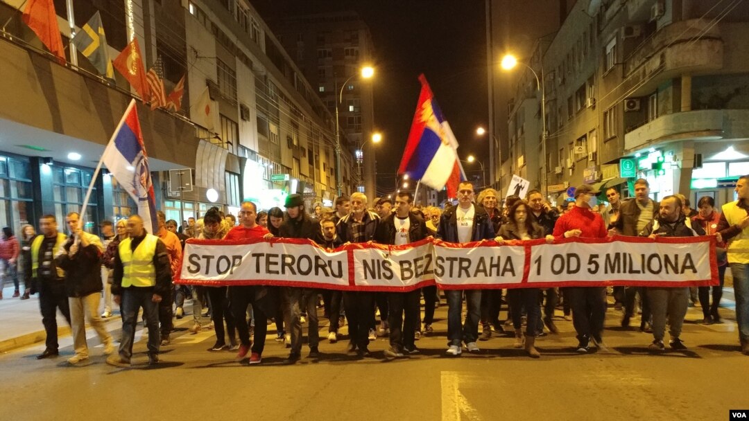 Protest "1 od 5 miliona" u Nišu, 29. marta 2019. (VOA)