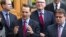 Poland's FM Radoslaw Sikorski (2nd L), with other EU diplomats in Kiev, April 25, 2013