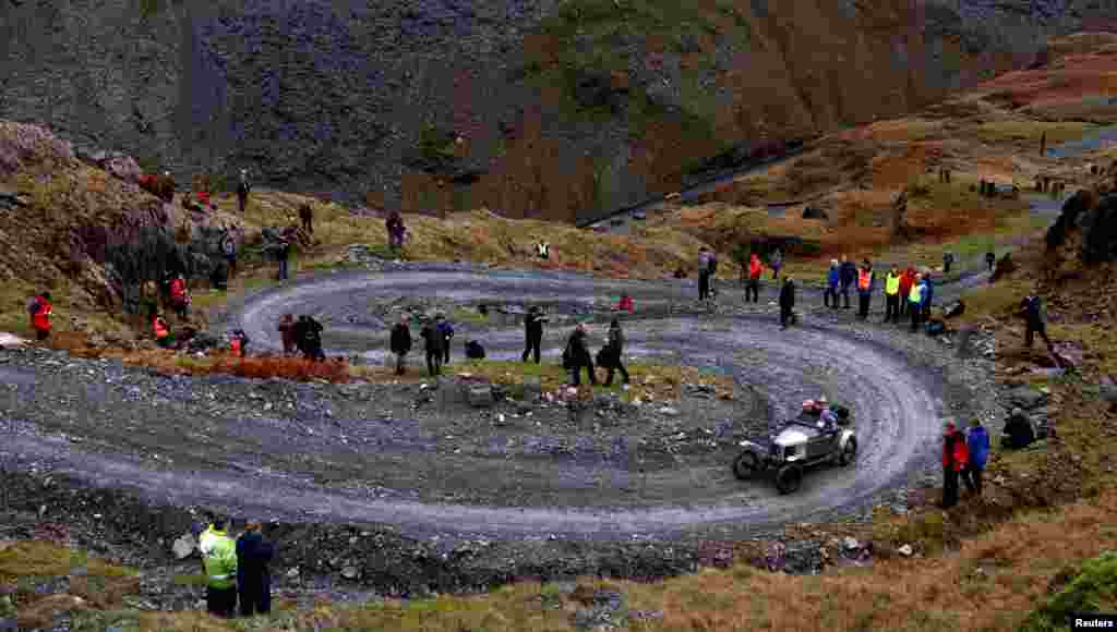 Motoring enthusiasts take part in the annual VSCC Lakeland Trial at Honister Slate Mine in Keswick, Britain, Nov. 12, 2022.