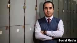 Hossein Ronaghi, shown in an undated photo, has been holding sit-ins across Tehran, Iran. 