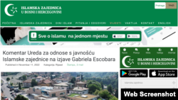 Screenshot web site-a Islamske zajednice BiH, 11.11.2022