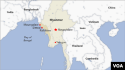 Map of Rakhine state, Myanmar