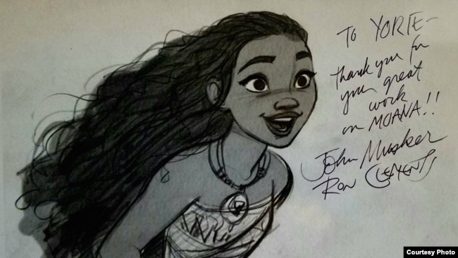 Ucapan terima kasih dari dua sutradara film Moana atas kerja keras Yorie (Dok: Yorie Kumalasari)