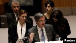 François Delattre parle devant le conseil de sécurité de l'ONU, New York, le 28 février 2017.