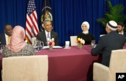 President Barack Obama meets with members of Muslim-American community at the Islamic Society of Baltimore, Feb. 3, 2016, in Baltimore, Md.
