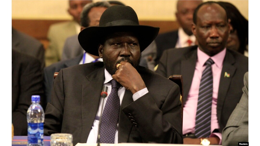 FILE - South Sudan's President Salva Kiir attends a session during the 25th Extraordinary Summit of the Intergovernmental Authority on Development on South Sudan in Ethiopia's capital, Addis Ababa, March 13, 2014.