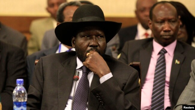 FILE - South Sudan's President Salva Kiir attends a session during the 25th Extraordinary Summit of the Inter-Governmental Authority on Development (IGAD) on South Sudan in Ethiopia's capital Addis Ababa, March 13, 2014.