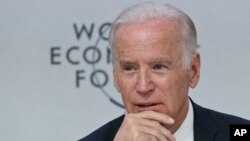 U.S. Vice President Joe Biden speaks during a panel discussion titled "Cancer Moonshot: A Call to Action" during the World Economic Forum in Davos, Switzerland, Jan. 19, 2016. 