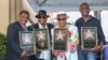 Dari kiri: Robert "Kool" Bell, Ronald "Khalis" Bell, Dennis "DT" Thomas dan George Brown saat menerima "bintang" untuk Kool & The Gang di The Hollywood Walk of Fame di Los Angeles, 8 Oktober 2015. (Foto: Rich Fury/Invision/AP, file)