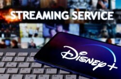 Logo "Disney" terlihat di keyboard di depan kata-kata "Layanan streaming" yang ditampilkan dalam ilustrasi yang diambil pada 24 Maret 2020. (Foto: REUTERS / Dado Ruvic)