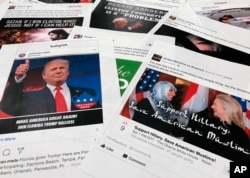 Một số quảng cáo chính trị mà Nga đăng lên Facebook có nội dung ca ngợi ông Trump và miệt thị Hillary Clinton