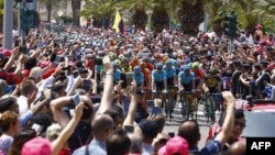 Le départ du Giro 2017, 100ème édition du Tour d'Italie à Olbia, Sardaigne, le 5 mai 2017