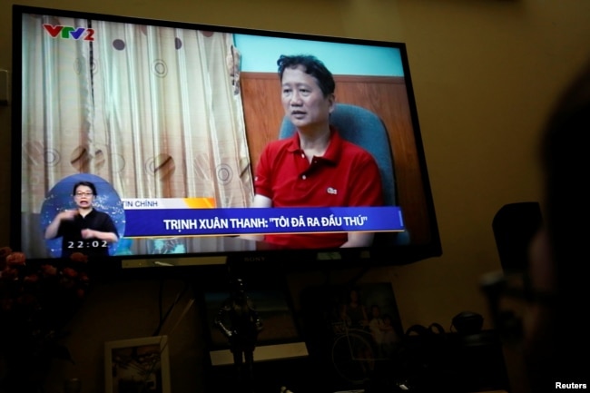 Ông Trinh Xuân Thanh trong video "đầu thú" phát trên VTV, 8/2017