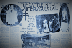 "Two views of a nurse hunting for victims of the white plague to stop the spreading contagion to others." Dec. 27, 1913. The Ogden Standard (Ogden City, UT).