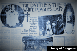 'Two views of a nurse hunting for victims of the white plague to stop the spreading contagion to others.' Dec. 27, 1913. The Ogden Standard (Ogden City, UT).