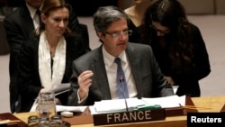 L'ambassadeur français aux États-Unis François Delattre parle devant le conseil de sécurité à New York, le 28 février 2017.