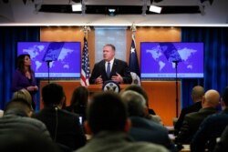 Secretary of State Mike Pompeo speaks about Iran at the State Department in Washington, Jan. 7, 2020.