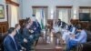 资料照片：乌兹别克斯坦时任外长卡米洛夫和乌兹别克斯坦总统顾问伊尔加舍夫在喀布尔与塔利班代表会晤。(2021年10月7日)