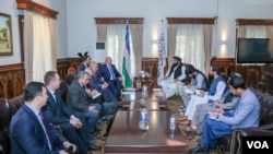 Uzbekistan's then-Foreign Minister Abdulaziz Kamilov and Ismatulla Irgashev, the Uzbek president's special representative on Afghanistan, meet the Taliban leadership in Kabul, Oct. 7, 2021 (mfa.uz)