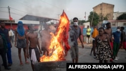 Protestos no bairro de Maxaquene, Maputo, Moçambique