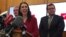 New Zealand Labour leader Jacinda Ardern smiles as she speaks to the press after leader of New Zealand First party Winston Peters announced his support for her party in Wellington, New Zealand, Oct. 19, 2017.