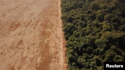 Una vista aérea muestra la deforestación cerca de un bosque en la frontera entre Amazonia y Cerrado en Nova Xavantina, estado de Mato Grosso, Brasil, 28 de julio de 2021. Fotografía tomada con un dron.