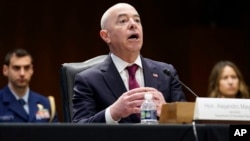 Secretary of Homeland Security Alejandro Mayorkas speaks during a Senate Appropriations Subcommittee on Homeland Security May 4, 2022, on Capitol Hill in Washington.