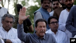 FILE - Pakistan's former Prime Minister Imran Khan speaks during a news conference in Islamabad, April 23, 2022.