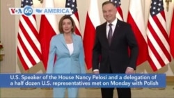 VOA60 America - U.S. Speaker of the House Nancy Pelosi meets with Polish President Andrzej Duda