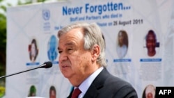 Le Secrétaire général des Nations Unies, Antonio Guterres à la Maison des Nations Unies, à Abuja, le 4 mai 2022.