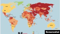 無國界記者組織的2022年全球新聞自由旨數。(資料圖片)