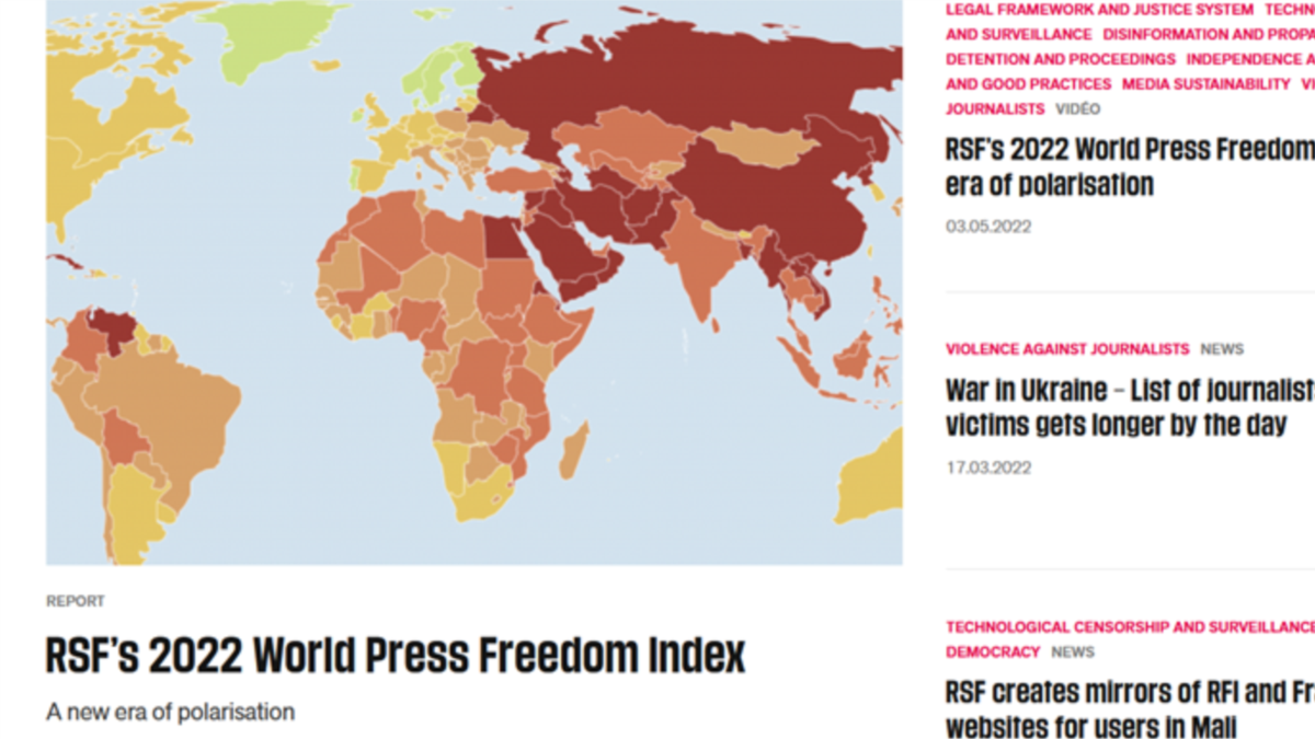 2022世界新聞自由指數香港排名暴跌全球之最