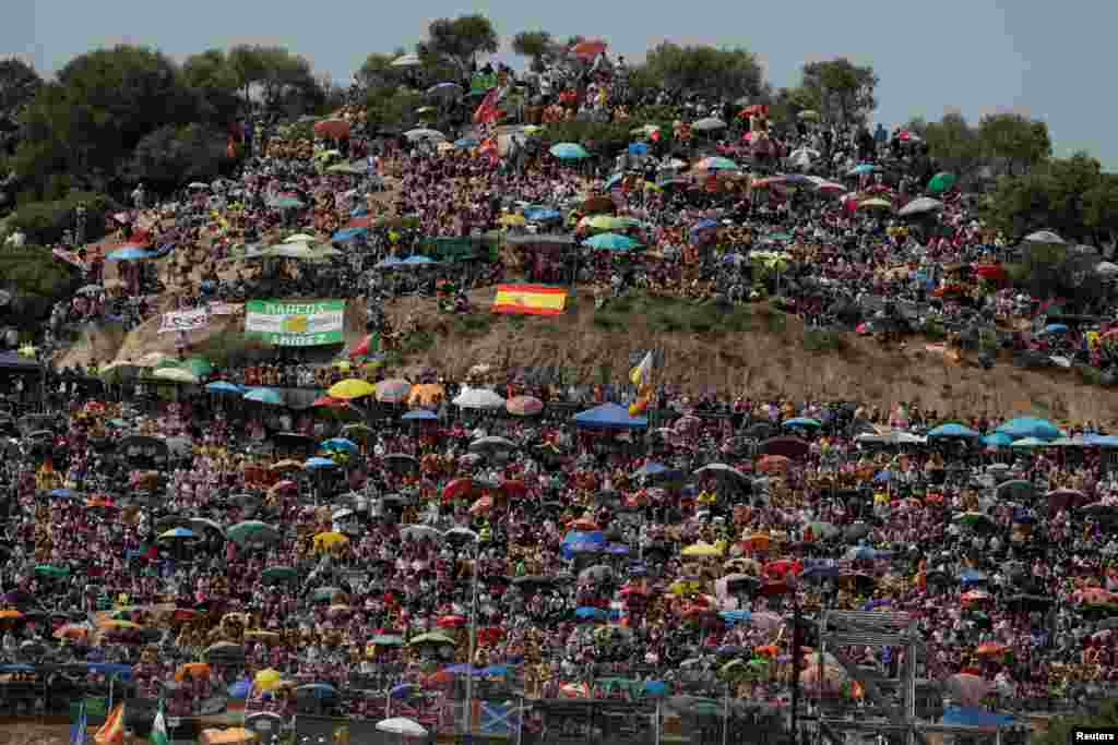 Spectators are seen before Spanish Grand Prix at the Jerez racetrack in Jerez, Spain.